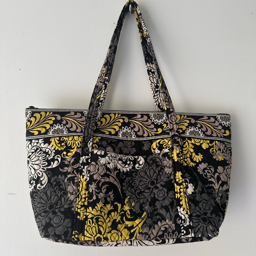 Vera Bradley Black and Yellow Quilted Tote Bag